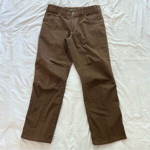 Eddie Bauer Men 6 Pocket 36x32 Pant Slacks Flat Cotton Brown Twill 5394 13007318